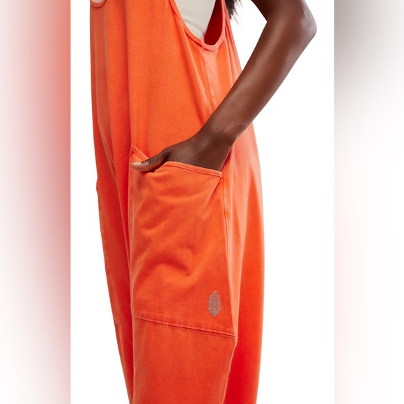 Free People Movement Hot Shot Onesie with side pockets in Orange - Sz small - Picture 5 of 9